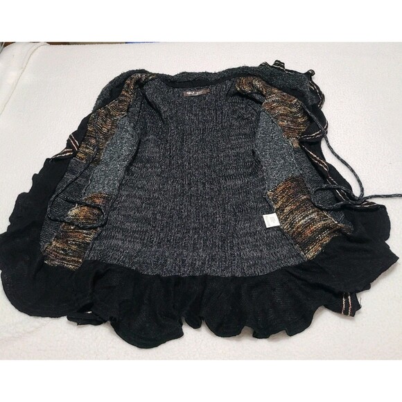 Forla Paris Cardigan Sweater Women's S Gray Mohair Wool Ruffle Bohemian Artsy - Picture 15 of 16